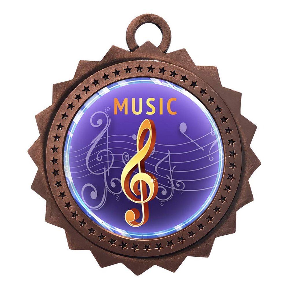 10 PK of Music Bronze Medals Trophy Award with Neck Ribbons D03-EG160