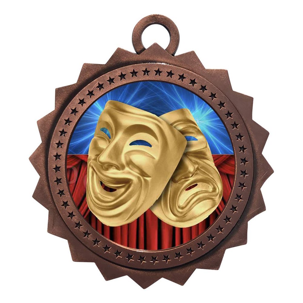 10 PK of Drama Bronze Medals Trophy Award with Neck Ribbons D03-D19