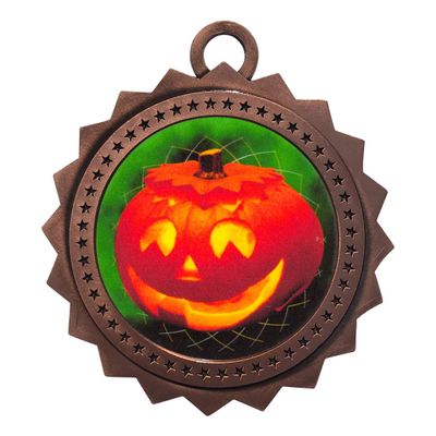 10 PK of Halloween Bronze Medals Trophy Award with Neck Ribbons D03-FCL493