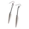 2Pairs Punk Hip Hop Asymmetric Long Tassel Spike Rivet Pendant Dangle Drop Earring for Men Women Rock Gothic Threader Chain Ear Cuff Wrap Crawler Climer Cartilage Unisex Jewelry-C 2pairs view 2