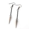 2Pairs Punk Hip Hop Asymmetric Long Tassel Spike Rivet Pendant Dangle Drop Earring for Men Women Rock Gothic Threader Chain Ear Cuff Wrap Crawler Climer Cartilage Unisex Jewelry-C 2pairs view 3