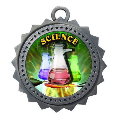 10 PK of Science Silver Medals Trophy Award with Neck Ribbons D03-FCL534