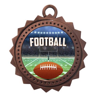 10 PK of Football Bronze Medals Trophy Award with Neck Ribbons D03-EG120