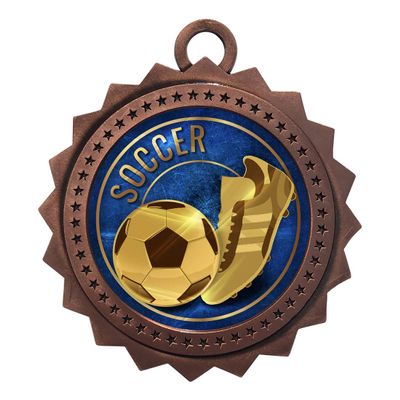 10 PK of Soccer Bronze Medals Trophy Award with Neck Ribbons D03-EG46