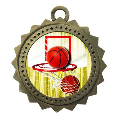 10 PK of Basketball Gold Medals Trophy Award with Neck Ribbons D03-FCL411