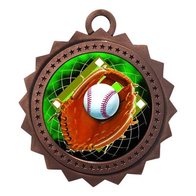 10 PK of Baseball Bronze Medals Trophy Award with Neck Ribbons D03-FCL408