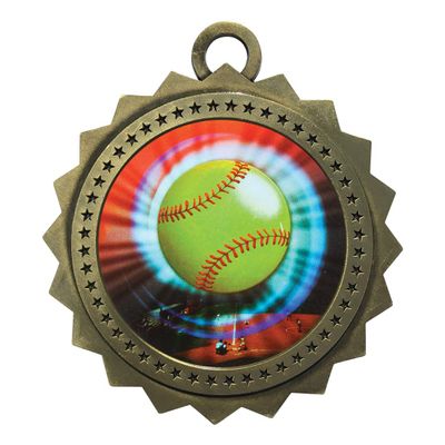 10 PK of Softball Gold Medals Trophy Award with Neck Ribbons D03-MY402