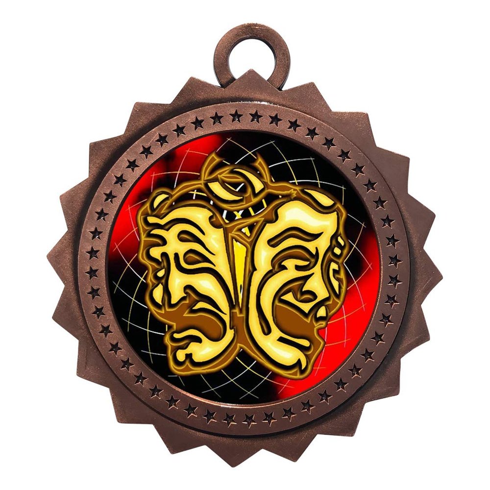 10 PK of Drama Bronze Medals Trophy Award with Neck Ribbons D03-FCL462