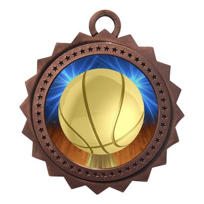 Express Medals Basketball Bronze Medals Trophy Award with Neck Ribbons D03-D10 (Pack of 10)