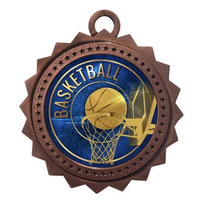 10 PK of Basketball Bronze Medals Trophy Award with Neck Ribbons D03-EG12