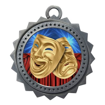 10 PK of Drama Silver Medals Trophy Award with Neck Ribbons D03-D19