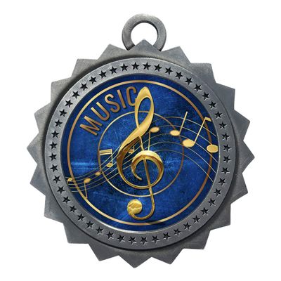 10 PK of Music Silver Medals Trophy Award with Neck Ribbons D03-EG42