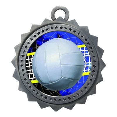 10 PK of Volleyball Silver Medals Trophy Award with Neck Ribbons D03-FCL572