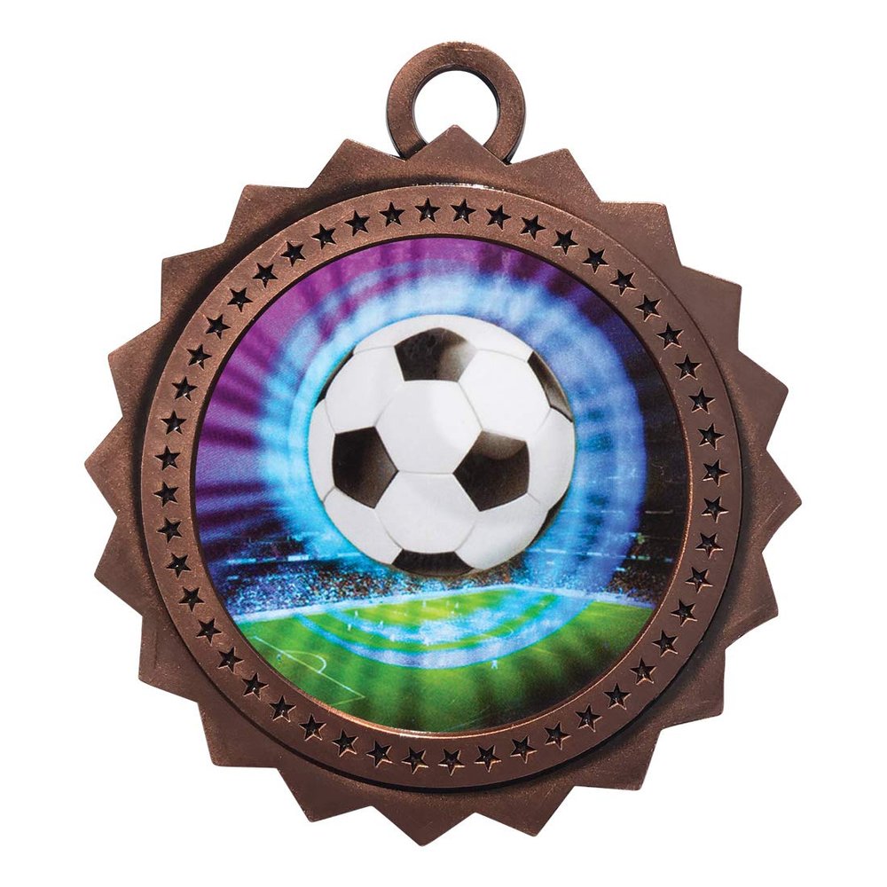 10 PK of Soccer Bronze Medals Trophy Award with Neck Ribbons D03-MY446