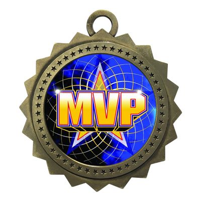 10 PK of MVP Gold Medals Trophy Award with Neck Ribbons D03-FCL518