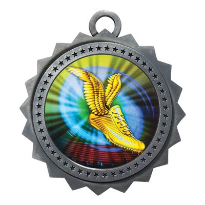 10 PK of Track Silver Medals Trophy Award with Neck Ribbons D03-MY450
