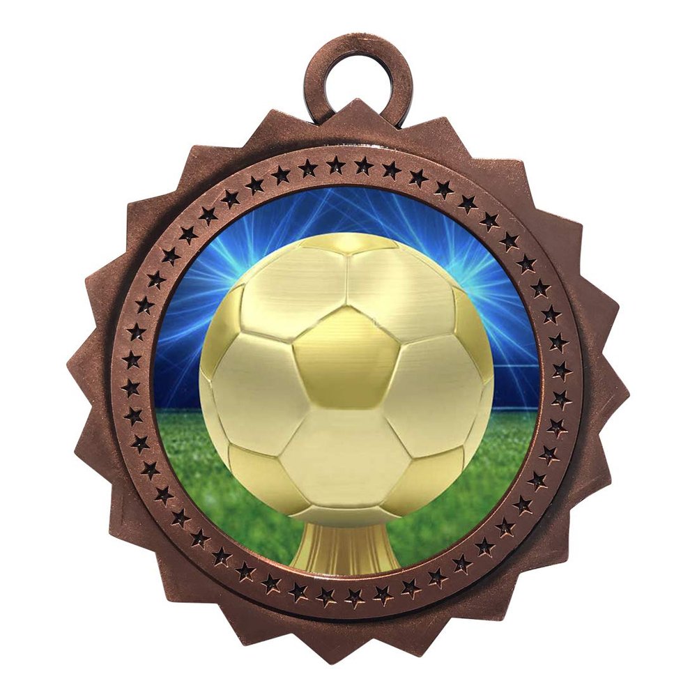 10 PK of Soccer Bronze Medals Trophy Award with Neck Ribbons D03-D30