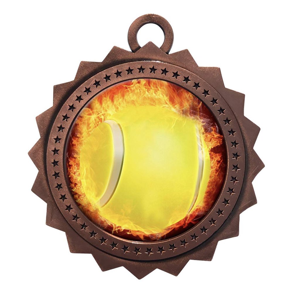 10 PK of Flame Tennis Bronze Medals Trophy Award with Neck Ribbons D03-EMFCL801