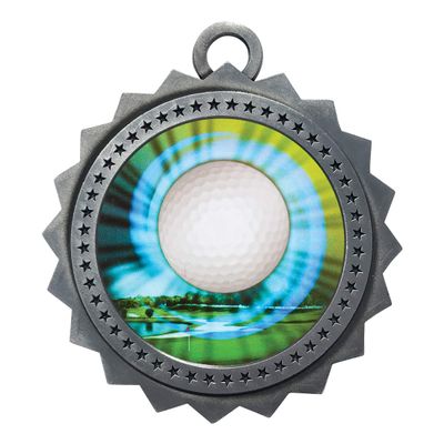 10 PK of Golf Silver Medals Trophy Award with Neck Ribbons D03-MY425