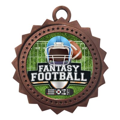 10 PK of Fantasy Football Bronze Medals Trophy Award with Neck Ribbons D03-EG100