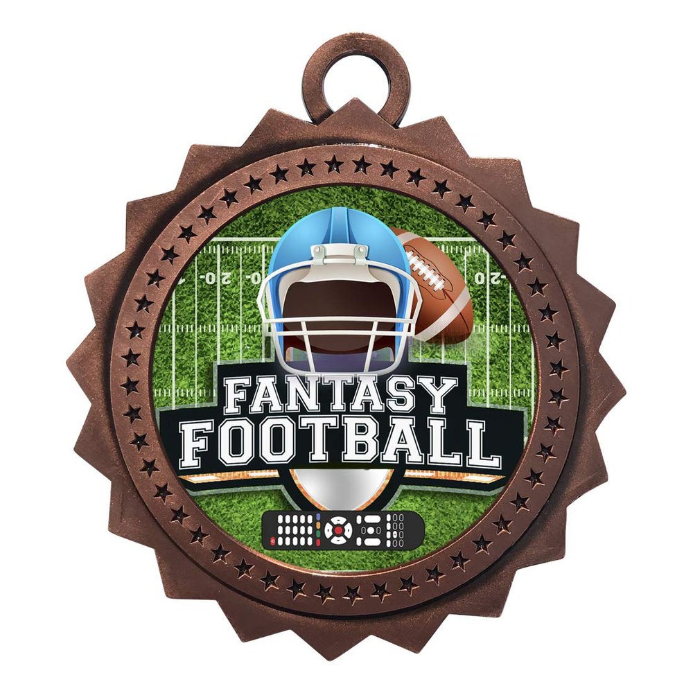 10 PK of Fantasy Football Bronze Medals Trophy Award with Neck Ribbons D03-EG100