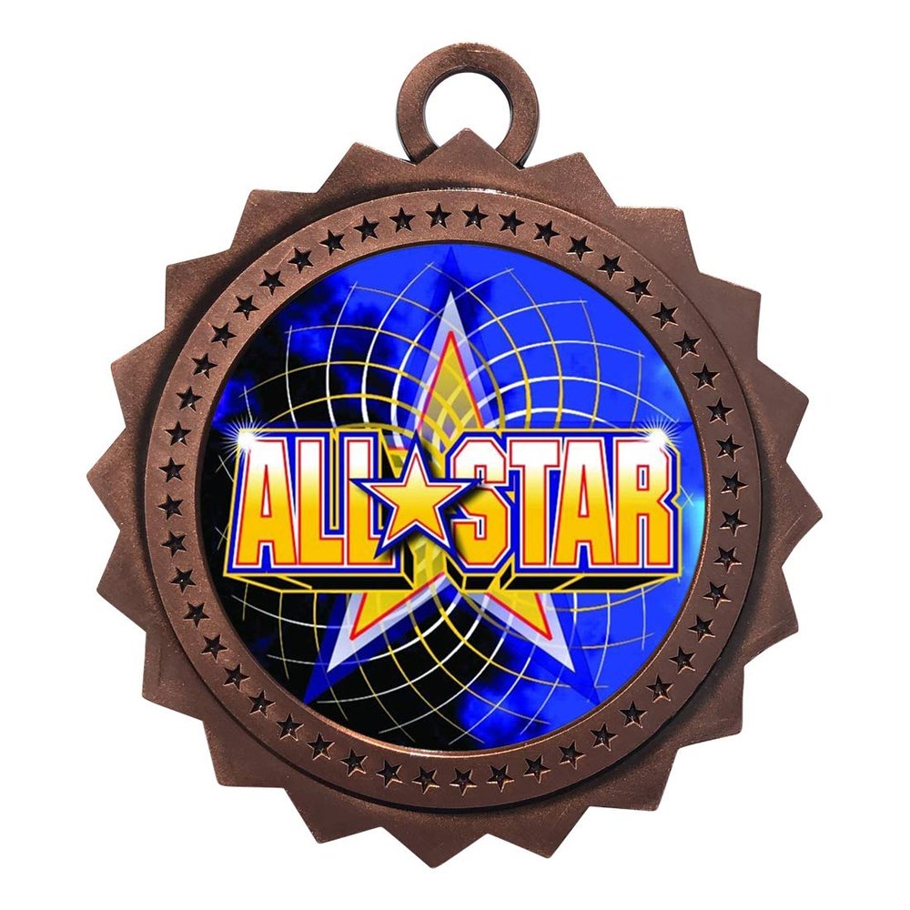 10 PK of Allstar Bronze Medals Trophy Award with Neck Ribbons D03-FCL402