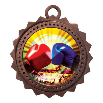 10 PK of Boxing Bronze Medals Trophy Award with Neck Ribbons D03-MY412