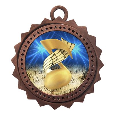 10 PK of Music Bronze Medals Trophy Award with Neck Ribbons D03-D55
