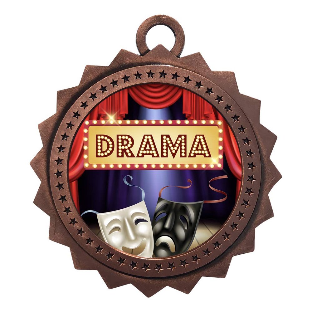 10 PK of Drama Bronze Medals Trophy Award with Neck Ribbons D03-EG90