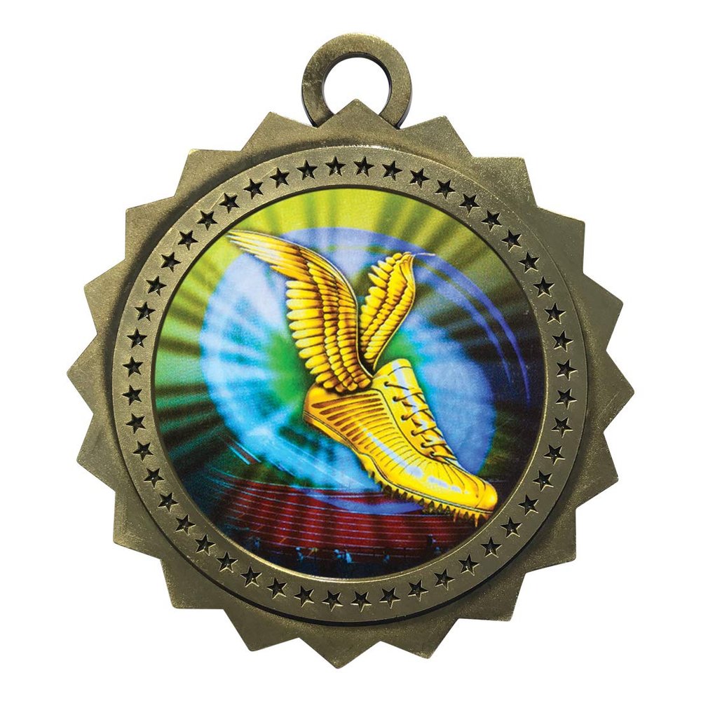 10 PK of Track Gold Medals Trophy Award with Neck Ribbons D03-MY450