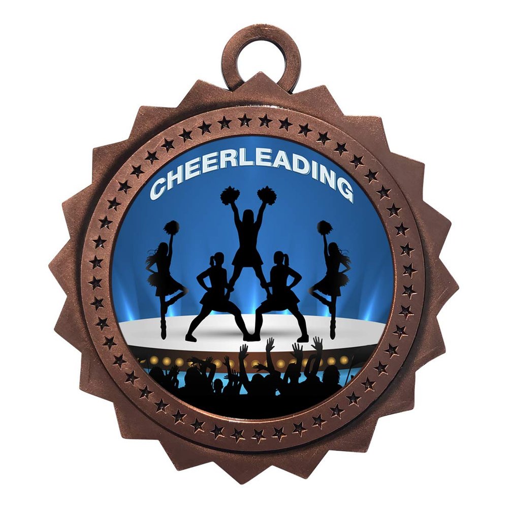 10 PK of Cheerleading Bronze Medals Trophy Award with Neck Ribbons D03-EG70
