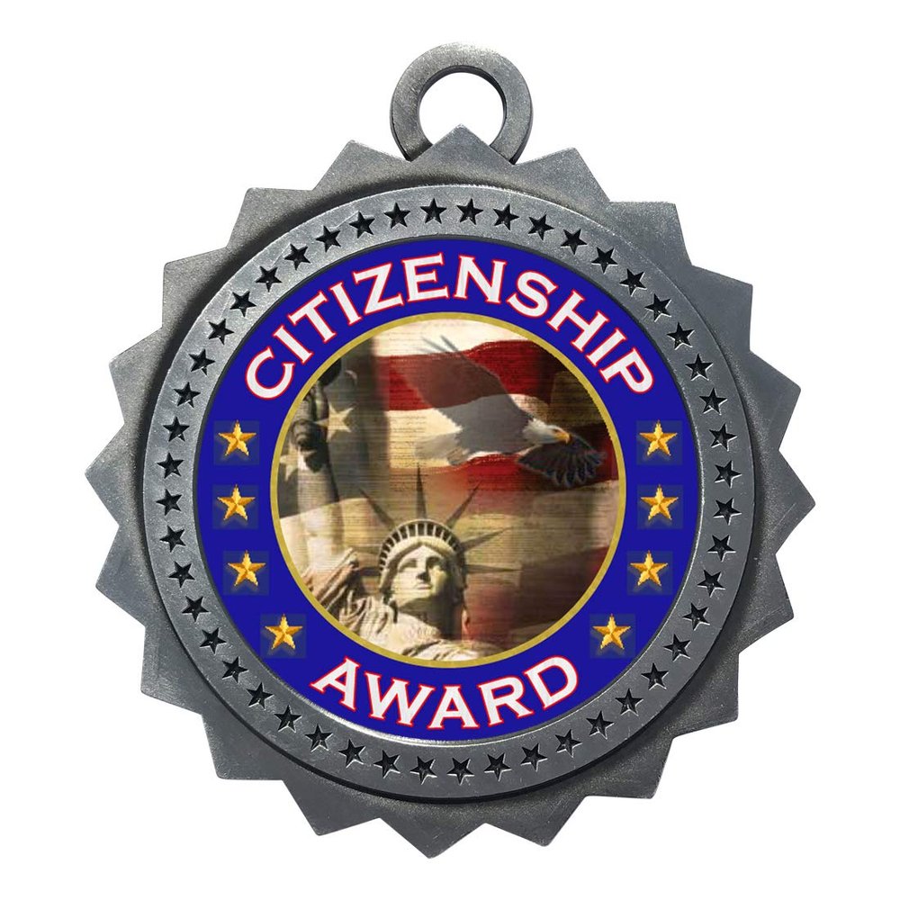 10 PK of Citizenship Silver Medals Trophy Award with Neck Ribbons D03-FCL441
