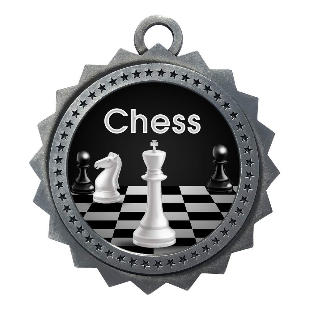 10 PK of Chess Silver Medals Trophy Award with Neck Ribbons D03-EG80