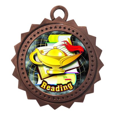10 PK of Reading Bronze Medals Trophy Award with Neck Ribbons D03-FCL424