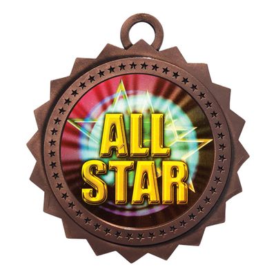 10 PK of All Star Bronze Medals Trophy Award with Neck Ribbons D03-MY464