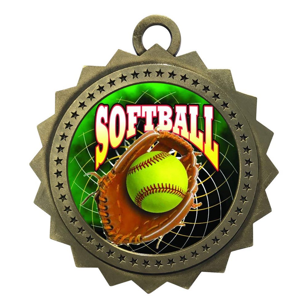 10 PK of Softball Gold Medals Trophy Award with Neck Ribbons D03-FCL547