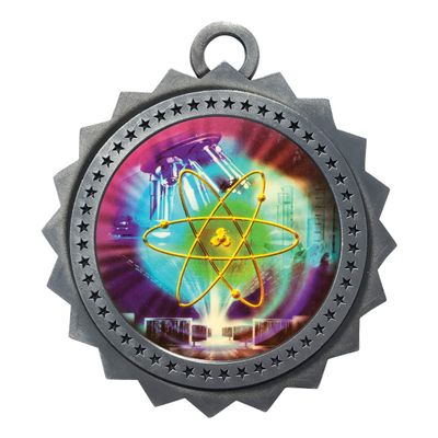 10 PK of Science Silver Medals Trophy Award with Neck Ribbons D03-MY438