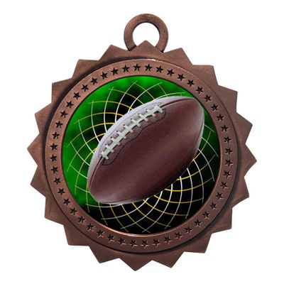 10 PK of Football Bronze Medals Trophy Award with Neck Ribbons D03-FCL475