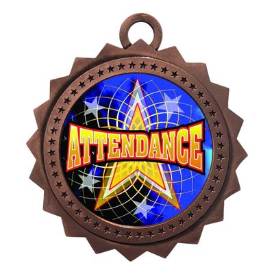 10 PK of Attendance Bronze Medals Trophy Award with Neck Ribbons D03-FCL406