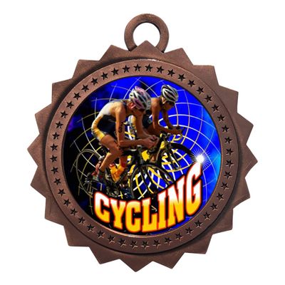 10 PK of Cycling Bronze Medals Trophy Award with Neck Ribbons D03-FCL449