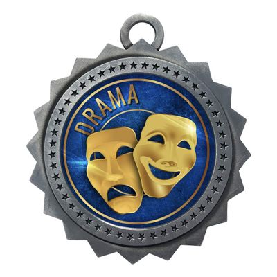 10 PK of Drama Silver Medals Trophy Award with Neck Ribbons D03-EG22