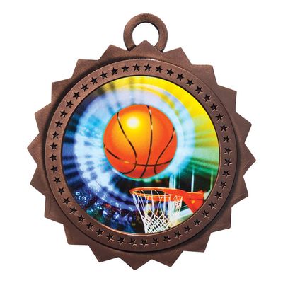 Express Medals Basketball Bronze Medals Trophy Award with Neck Ribbons D03-MY406 (Pack of 10)
