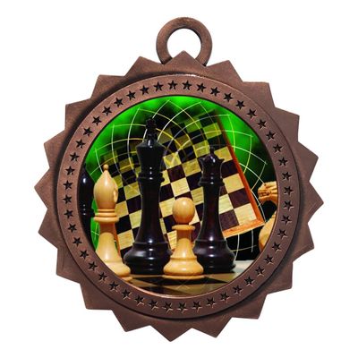 10 PK of Chess Bronze Medals Trophy Award with Neck Ribbons D03-FCL440