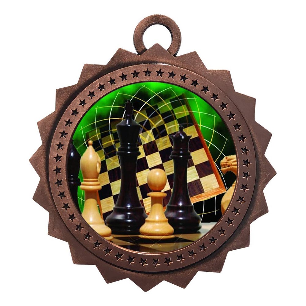 10 PK of Chess Bronze Medals Trophy Award with Neck Ribbons D03-FCL440