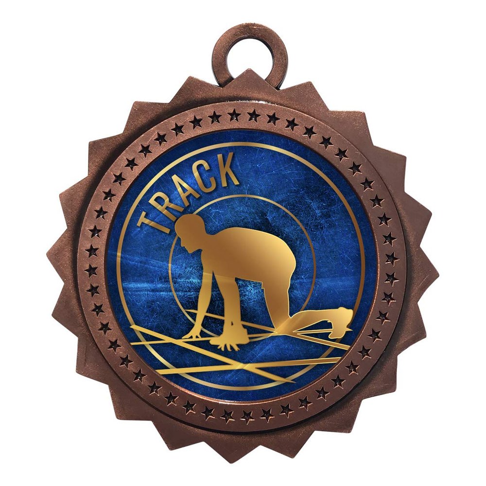 10 PK of Track Bronze Medals Trophy Award with Neck Ribbons D03-EG58