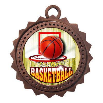 10 PK of Basketball Bronze Medals Trophy Award with Neck Ribbons D03-FCL412