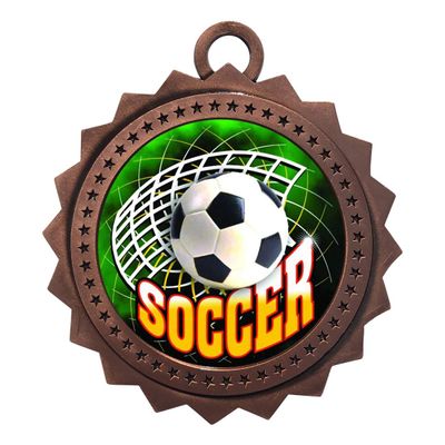 10 PK of Soccer Bronze Medals Trophy Award with Neck Ribbons D03-FCL543