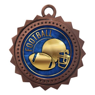 10 PK of Football Bronze Medals Trophy Award with Neck Ribbons D03-EG28