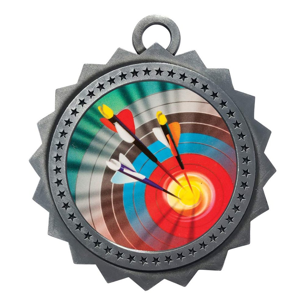10 PK of Archery Silver Medals Trophy Award with Neck Ribbons D03-MY400
