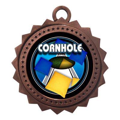 10 PK of Cornhole Bronze Medals Trophy Award with Neck Ribbons D03-FCL455